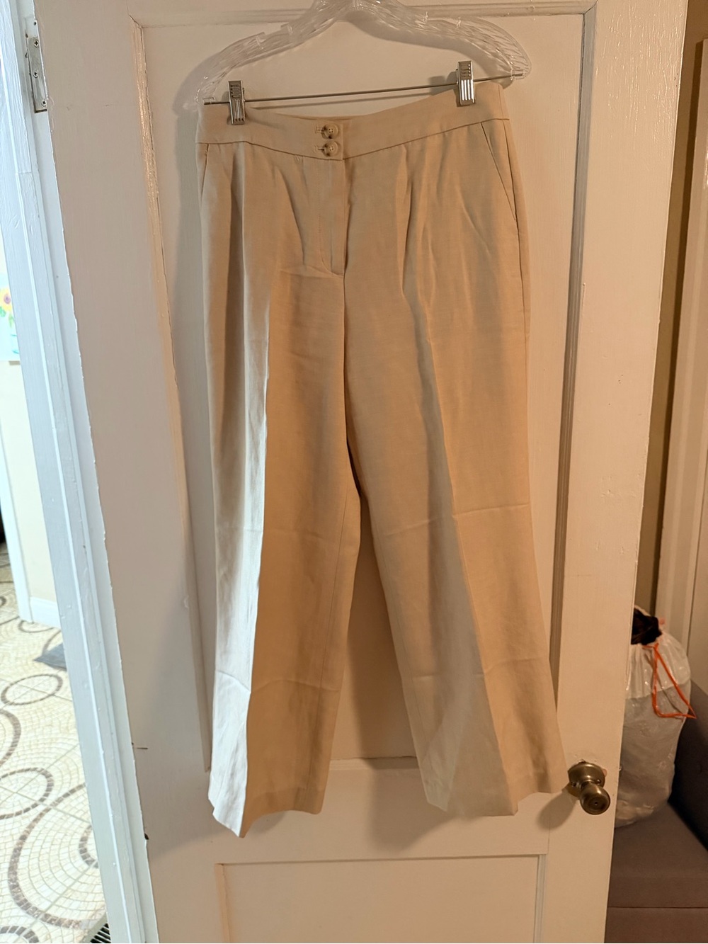 Talbots Greenwich Pant Women’s 8P Petite Beige Straight Leg Career Pants